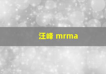 汪峰 mrma